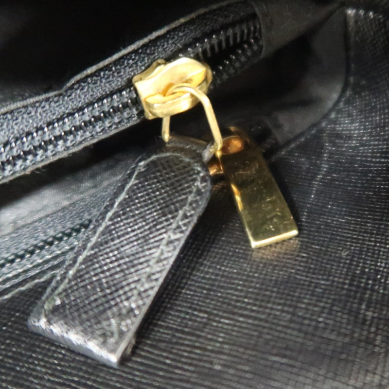 FERRAGAMO Gancini PVC Shoulder Bag Black Gold-Tone Hardware