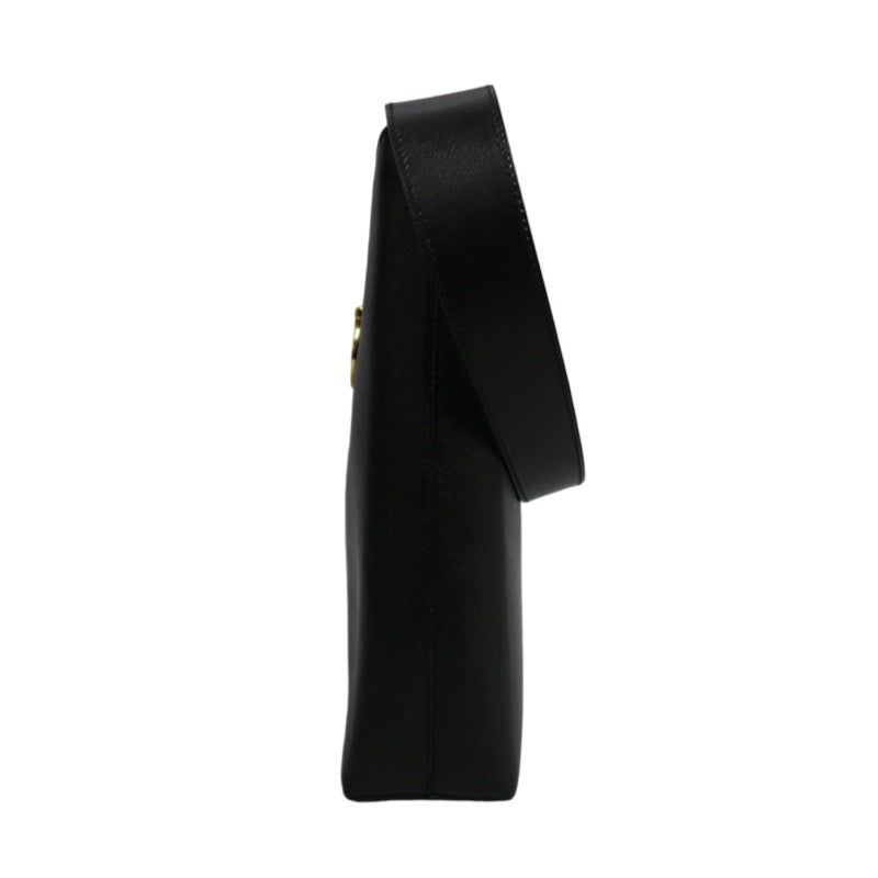 FERRAGAMO Gancini PVC Shoulder Bag Black Gold-Tone Hardware