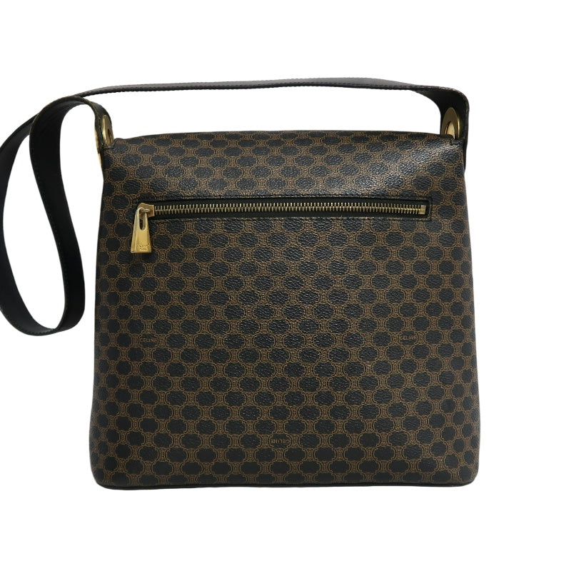 CELINE Macadam PVC Shoulder Bag Dark Brown Gold-Tone Hardware