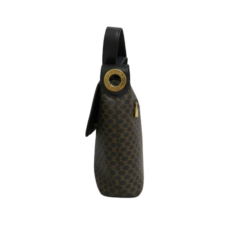 CELINE Macadam PVC Shoulder Bag Dark Brown Gold-Tone Hardware