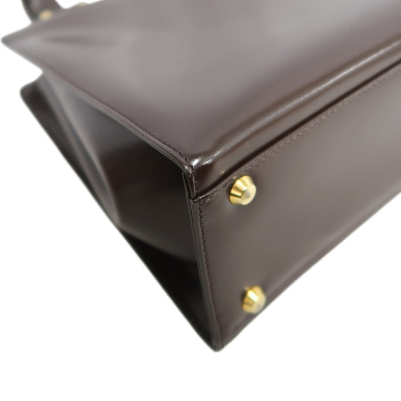 YSL  Vintage Canvas Handbag Dark Brown Gold Hardware