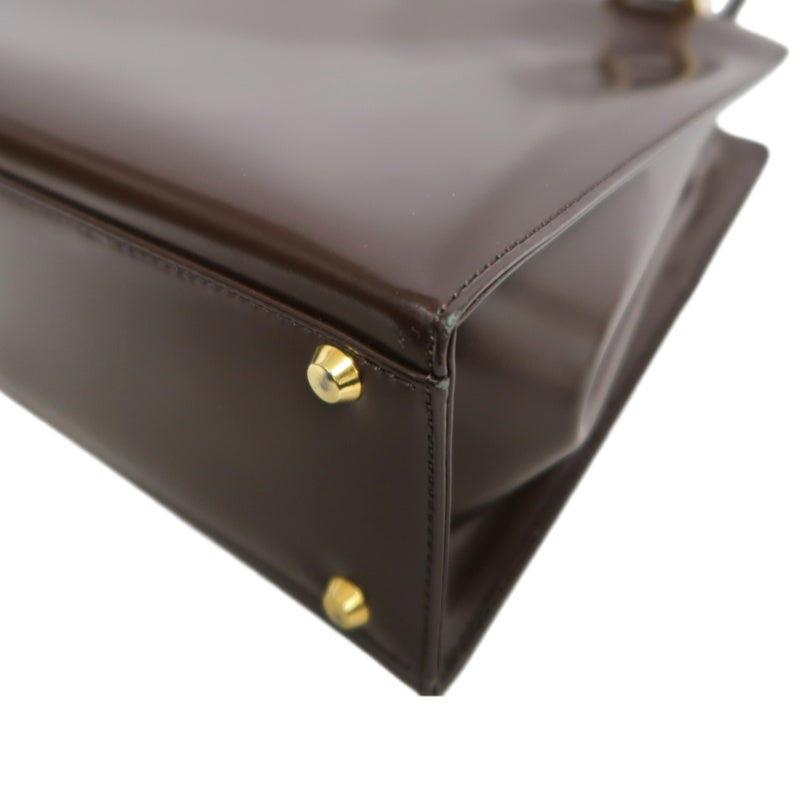 YSL  Vintage Canvas Handbag Dark Brown Gold Hardware