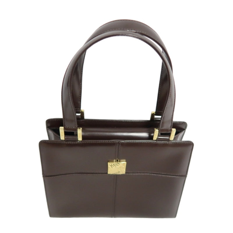YSL  Vintage Canvas Handbag Dark Brown Gold Hardware