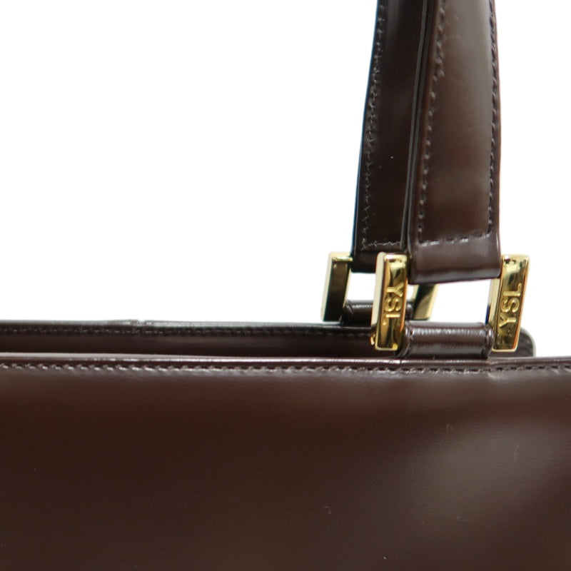 YSL  Vintage Canvas Handbag Dark Brown Gold Hardware