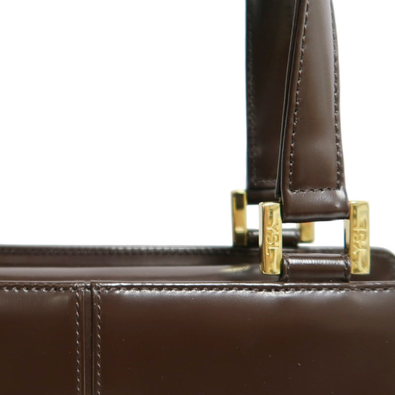 YSL  Vintage Canvas Handbag Dark Brown Gold Hardware