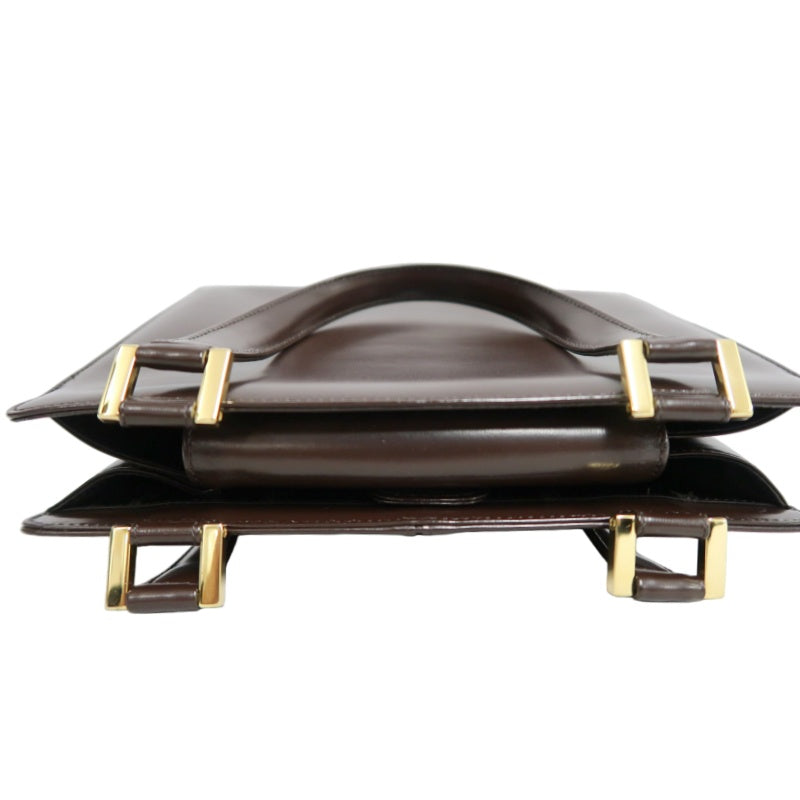 YSL  Vintage Canvas Handbag Dark Brown Gold Hardware