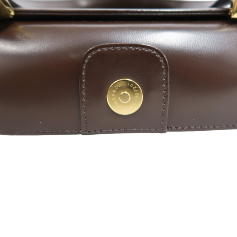 YSL  Vintage Canvas Handbag Dark Brown Gold Hardware