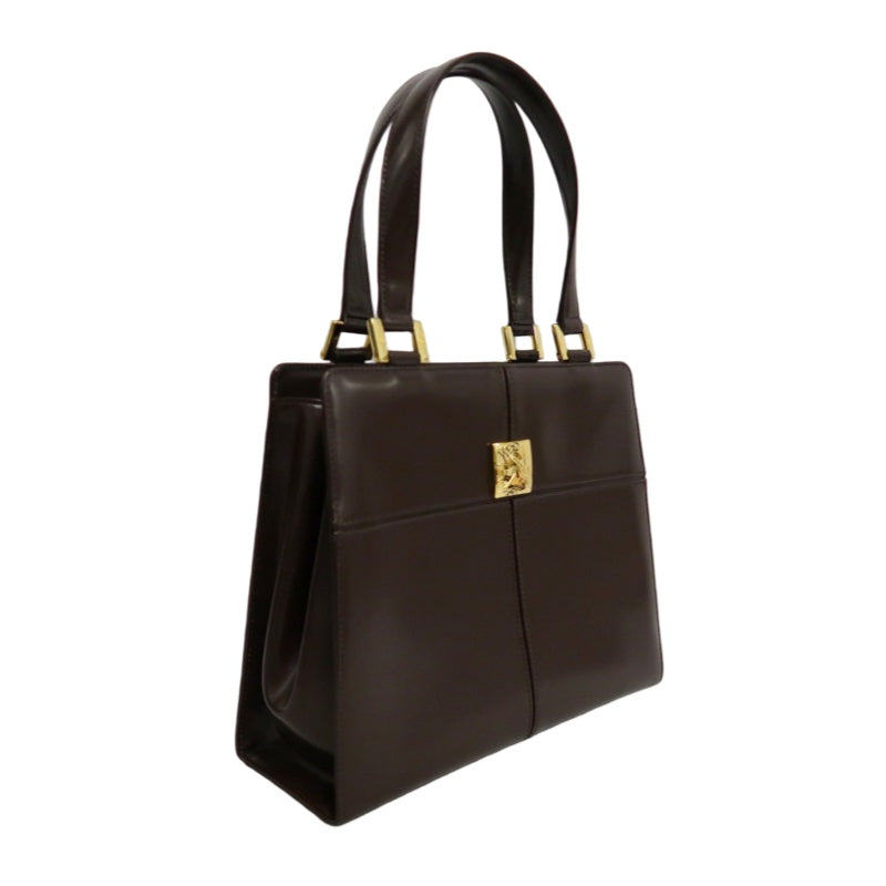 YSL  Vintage Canvas Handbag Dark Brown Gold Hardware