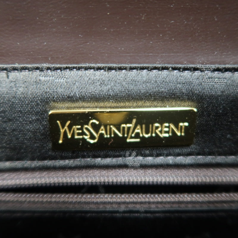 YSL  Vintage Canvas Handbag Dark Brown Gold Hardware