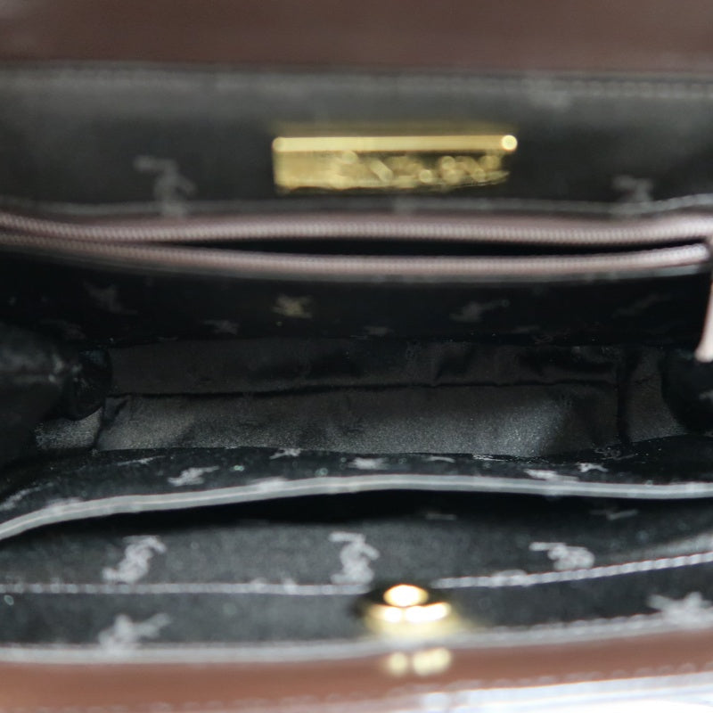 YSL  Vintage Canvas Handbag Dark Brown Gold Hardware