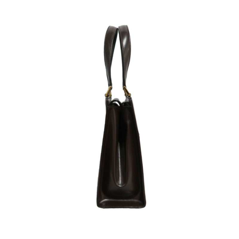 YSL  Vintage Canvas Handbag Dark Brown Gold Hardware