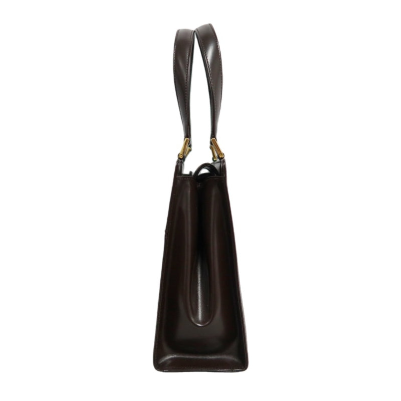 YSL  Vintage Canvas Handbag Dark Brown Gold Hardware