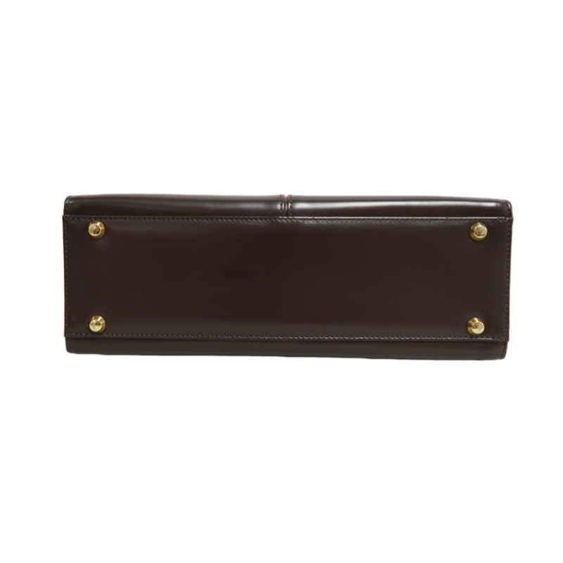 YSL  Vintage Canvas Handbag Dark Brown Gold Hardware