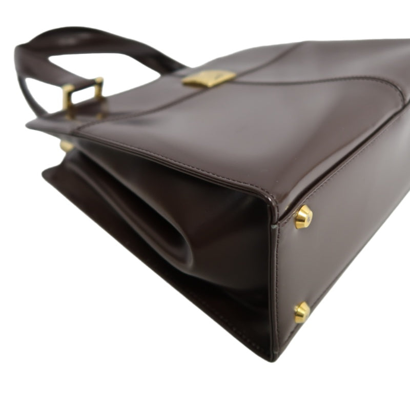YSL  Vintage Canvas Handbag Dark Brown Gold Hardware