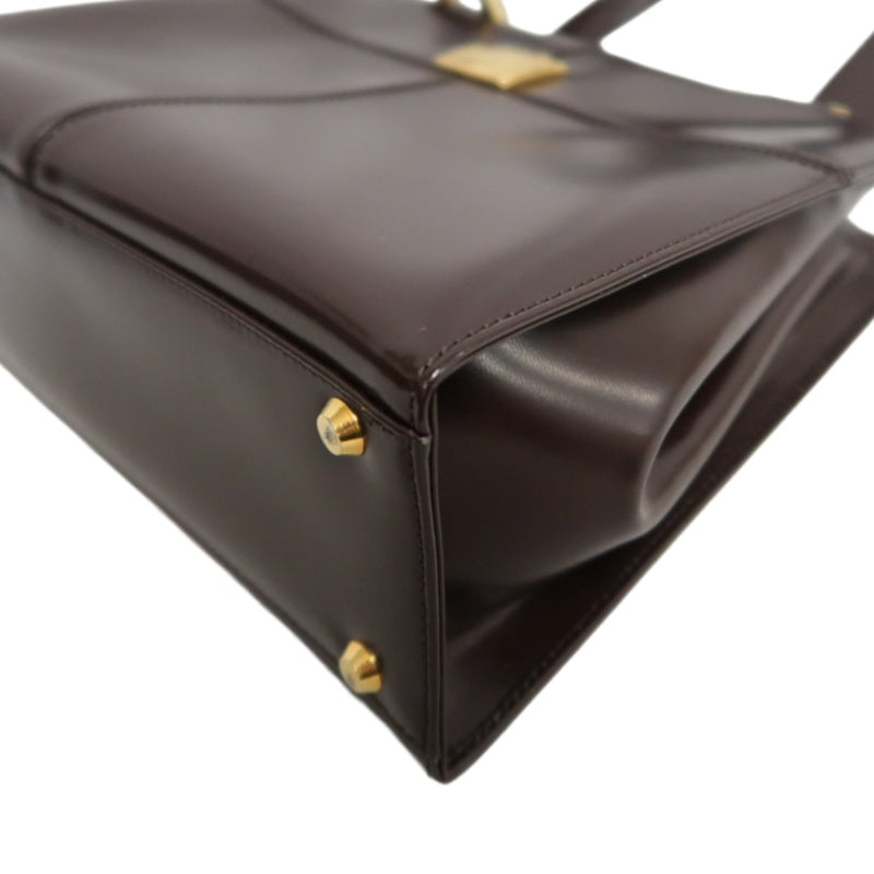 YSL  Vintage Canvas Handbag Dark Brown Gold Hardware