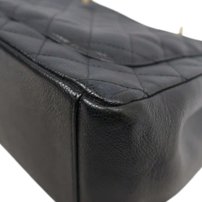 CHANEL Grand Shopping Tote GST Caviar Skin Quilted Shoulder Bag Black Grained Calfskin CC Logo Stitching Gold Chain Hardware Spacious Commute Classic Timeless Iconic Vintage Bag