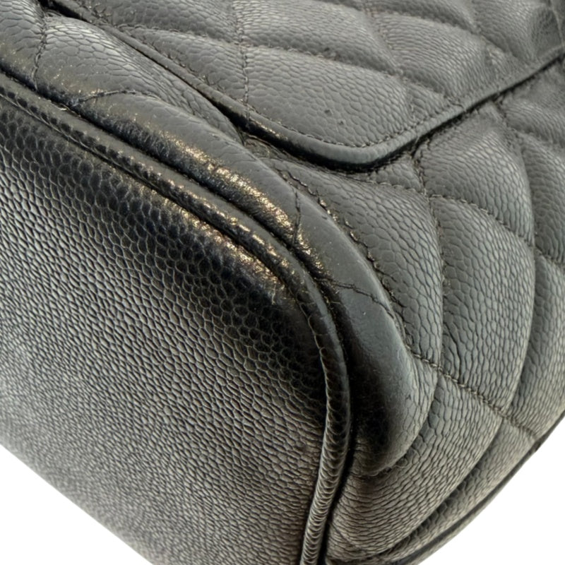 CHANEL Black Caviar Leather Hilton Vintage Reproduction Tote Handbag With Silver Hardware, Comes With Original Dust Bag