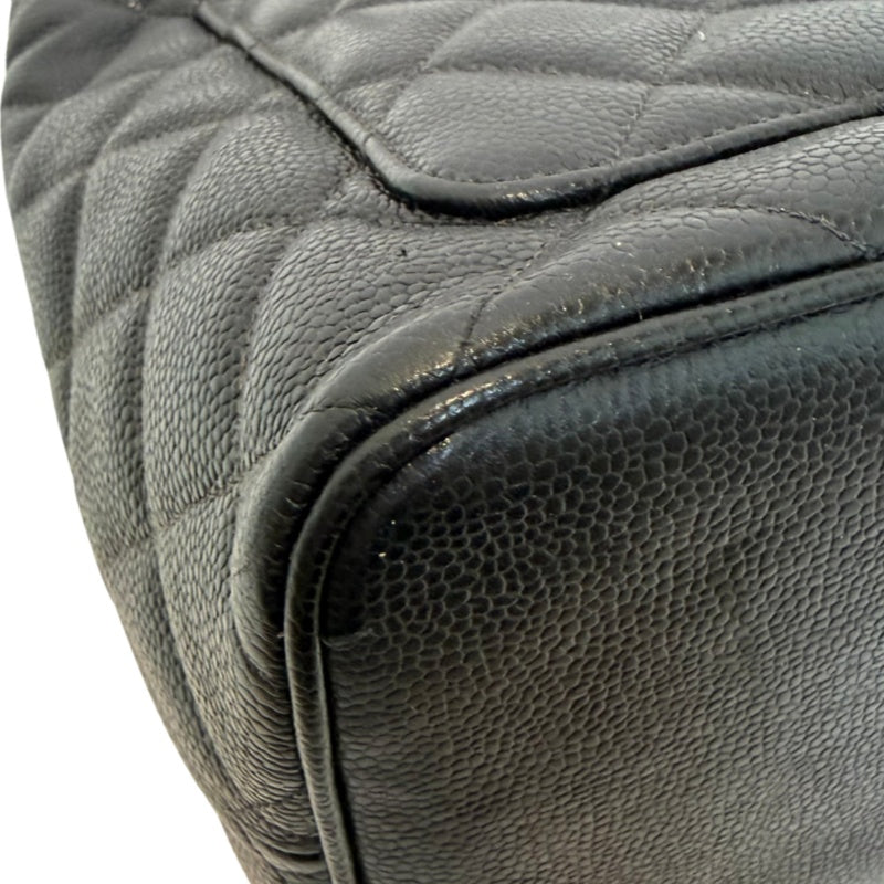 CHANEL Black Caviar Leather Hilton Vintage Reproduction Tote Handbag With Silver Hardware, Comes With Original Dust Bag