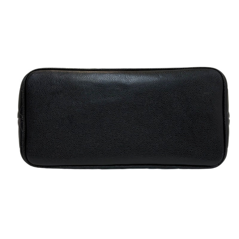 CHANEL Black Caviar Leather Hilton Vintage Reproduction Tote Handbag With Silver Hardware, Comes With Original Dust Bag