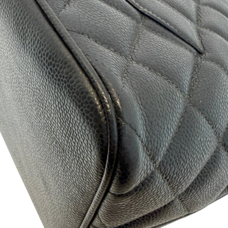 CHANEL Black Caviar Leather Hilton Vintage Reproduction Tote Handbag With Silver Hardware, Comes With Original Dust Bag