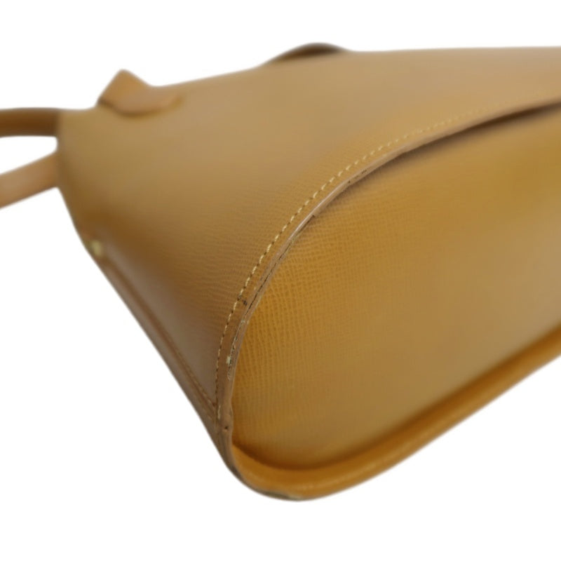 DIOR Vintage Oval Logo Shoulder Bag Calfskin Camel Brown Gold Hardware