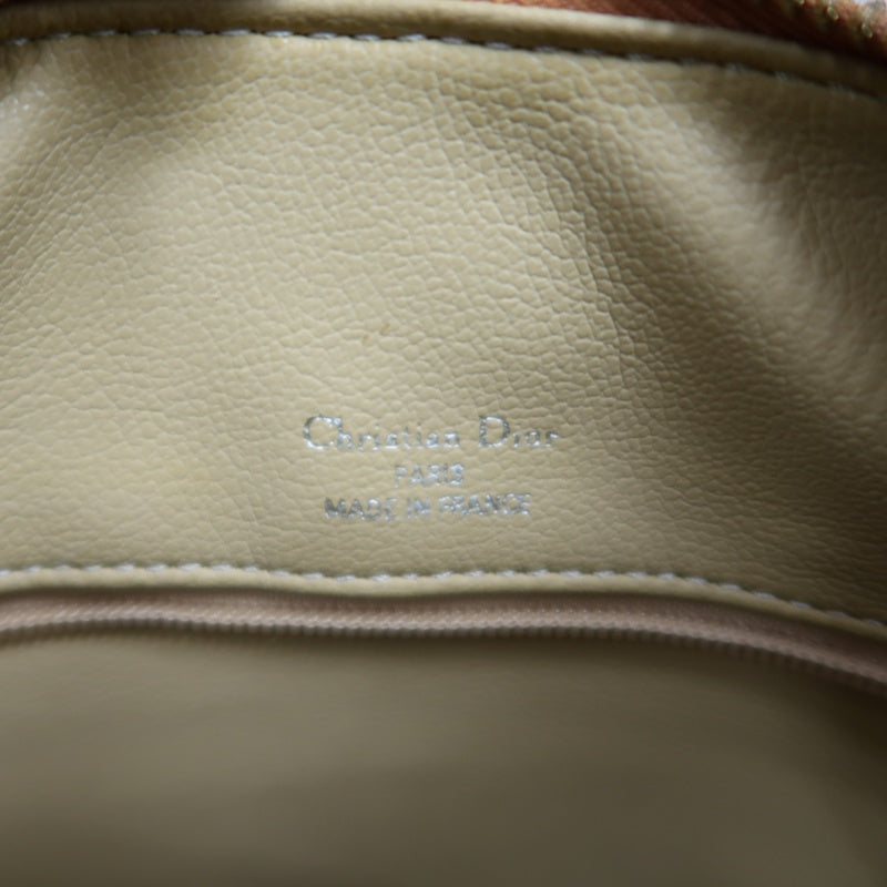 DIOR Vintage Oval Logo Shoulder Bag Calfskin Camel Brown Gold Hardware