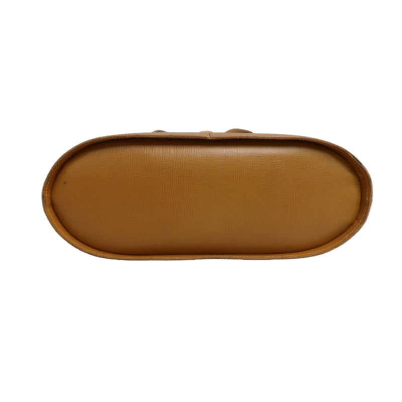 DIOR Vintage Oval Logo Shoulder Bag Calfskin Camel Brown Gold Hardware