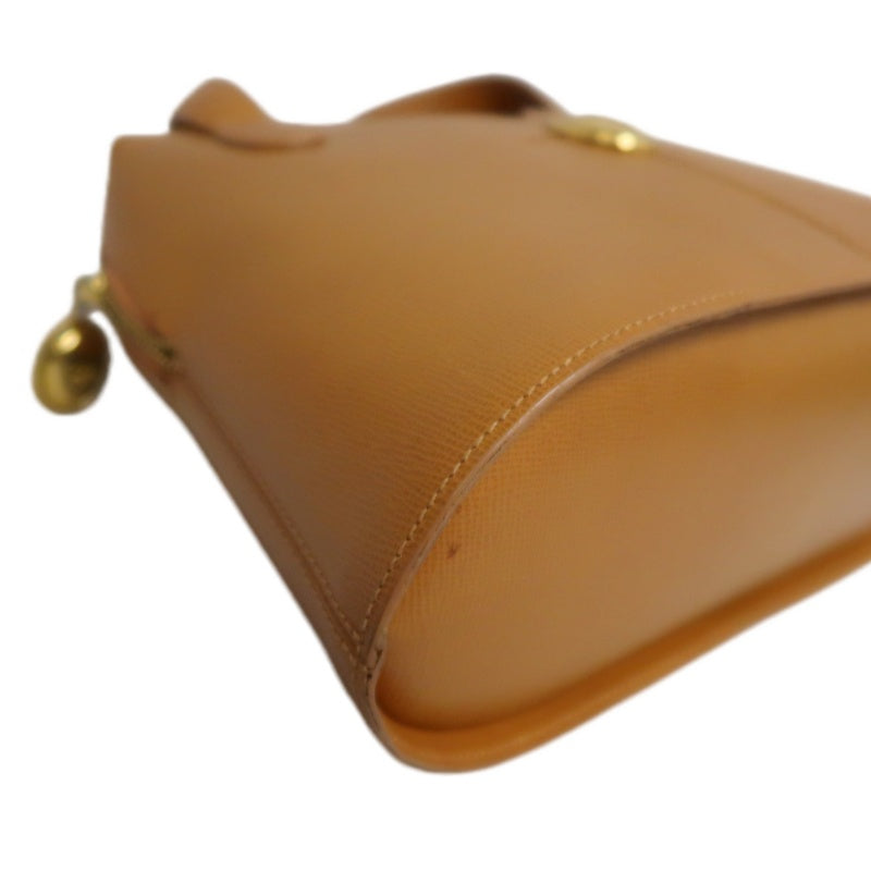 DIOR Vintage Oval Logo Shoulder Bag Calfskin Camel Brown Gold Hardware