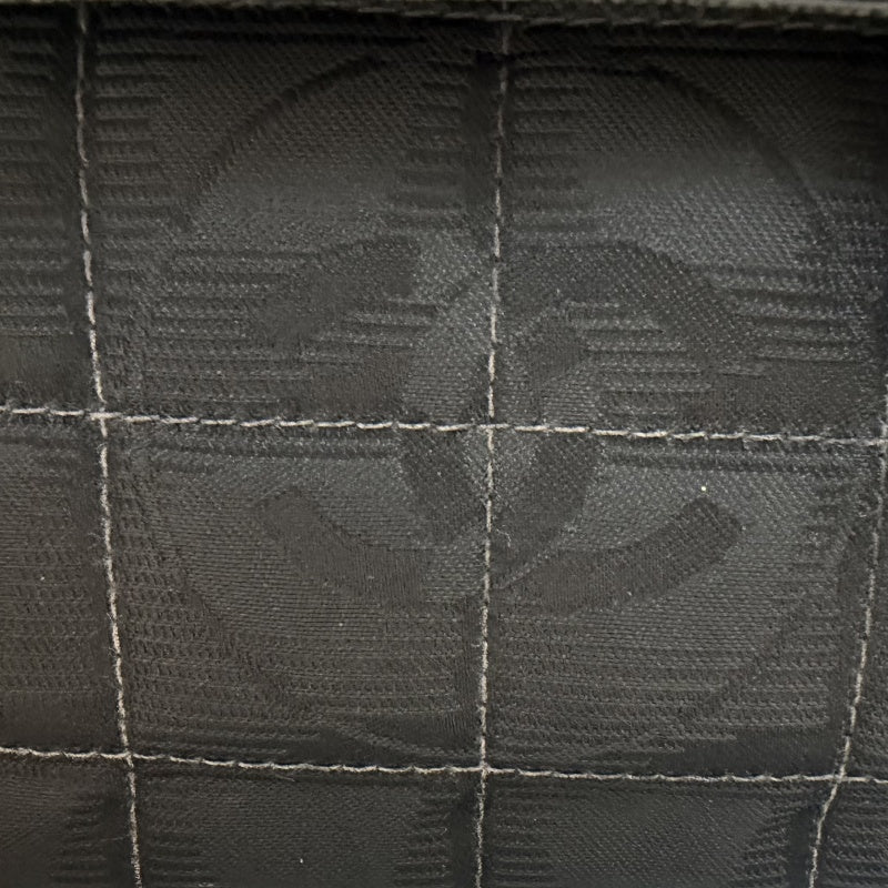 CHANEL New Travel Line Embossed CC Checker Nylon Flap Chain Shoulder Bag Black Monogram Canvas Black CC Turnlock Hardware Vintage Classic Accessory with Original Dust Bag