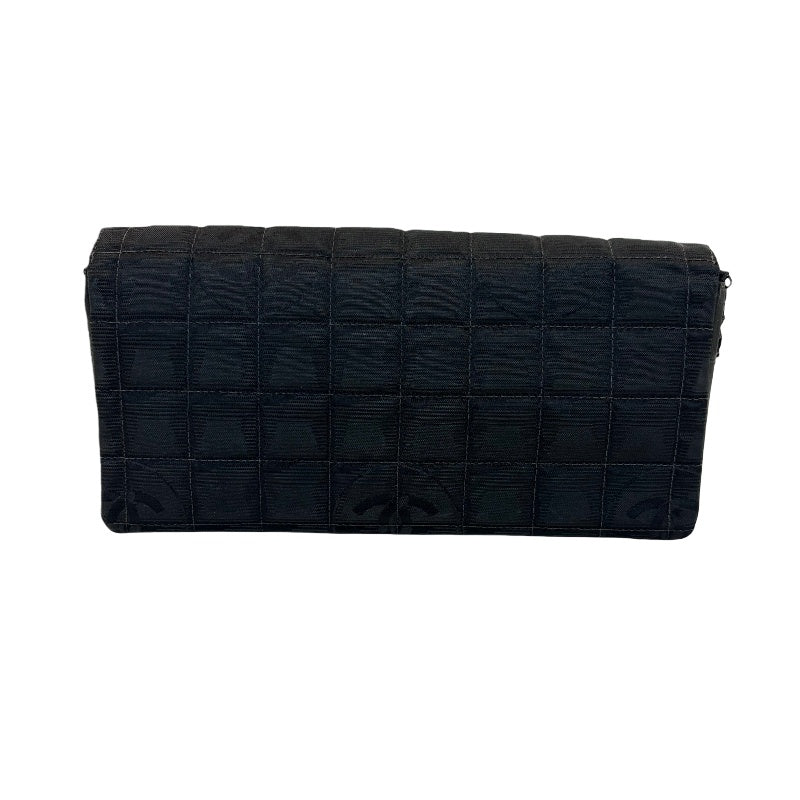 CHANEL New Travel Line Embossed CC Checker Nylon Flap Chain Shoulder Bag Black Monogram Canvas Black CC Turnlock Hardware Vintage Classic Accessory with Original Dust Bag