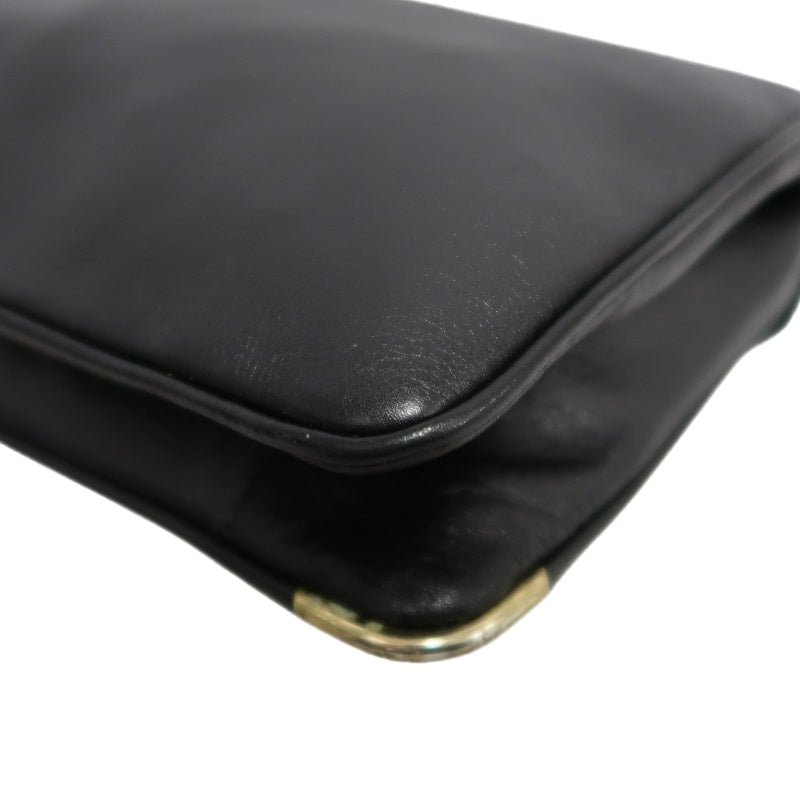 CELINE Triomphe Envelope Shoulder Bag Black Calfskin Gold Hardware Classic Triomphe Logo Plate Vintage Elegant Design