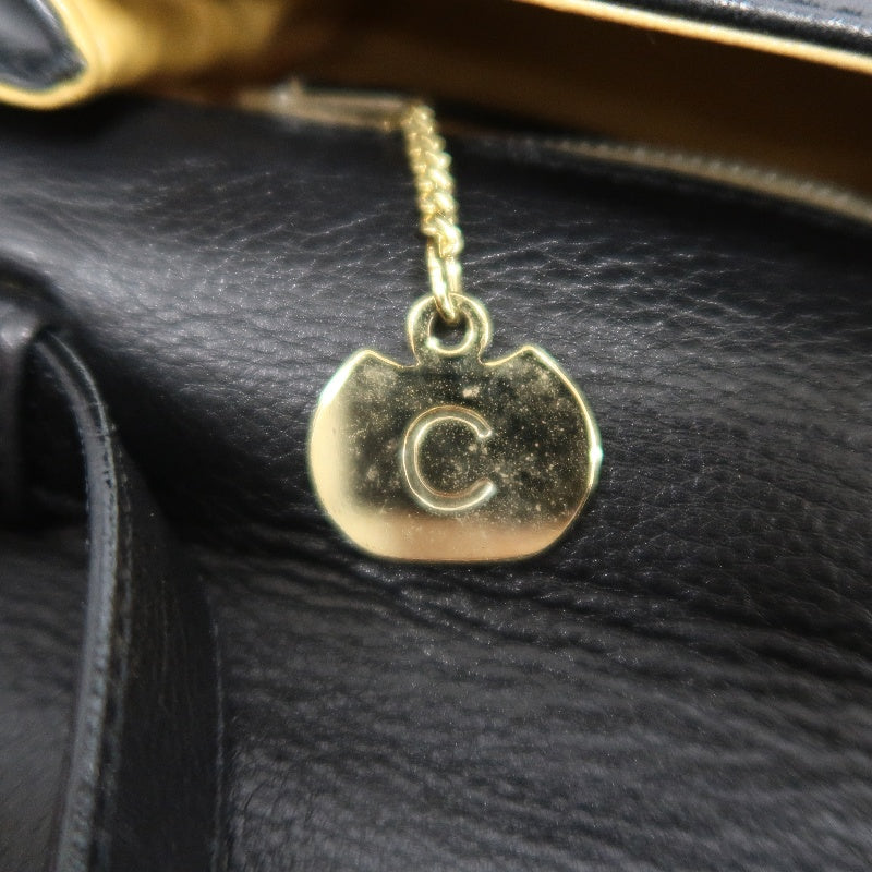 CELINE Triomphe Envelope Shoulder Bag Black Calfskin Gold Hardware Classic Triomphe Logo Plate Vintage Elegant Design