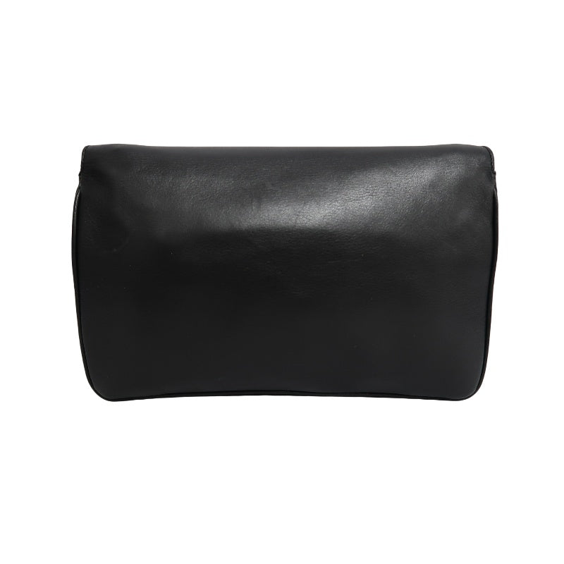 CELINE Triomphe Envelope Shoulder Bag Black Calfskin Gold Hardware Classic Triomphe Logo Plate Vintage Elegant Design