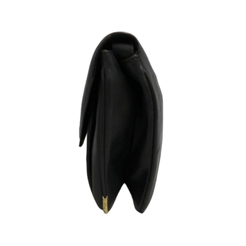 CELINE Triomphe Envelope Shoulder Bag Black Calfskin Gold Hardware Classic Triomphe Logo Plate Vintage Elegant Design