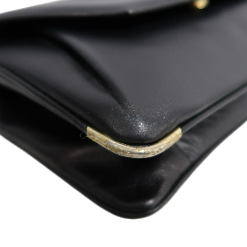 CELINE Triomphe Envelope Shoulder Bag Black Calfskin Gold Hardware Classic Triomphe Logo Plate Vintage Elegant Design
