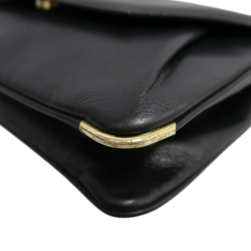 CELINE Triomphe Envelope Shoulder Bag Black Calfskin Gold Hardware Classic Triomphe Logo Plate Vintage Elegant Design