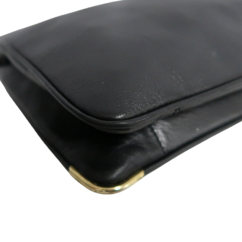 CELINE Triomphe Envelope Shoulder Bag Black Calfskin Gold Hardware Classic Triomphe Logo Plate Vintage Elegant Design