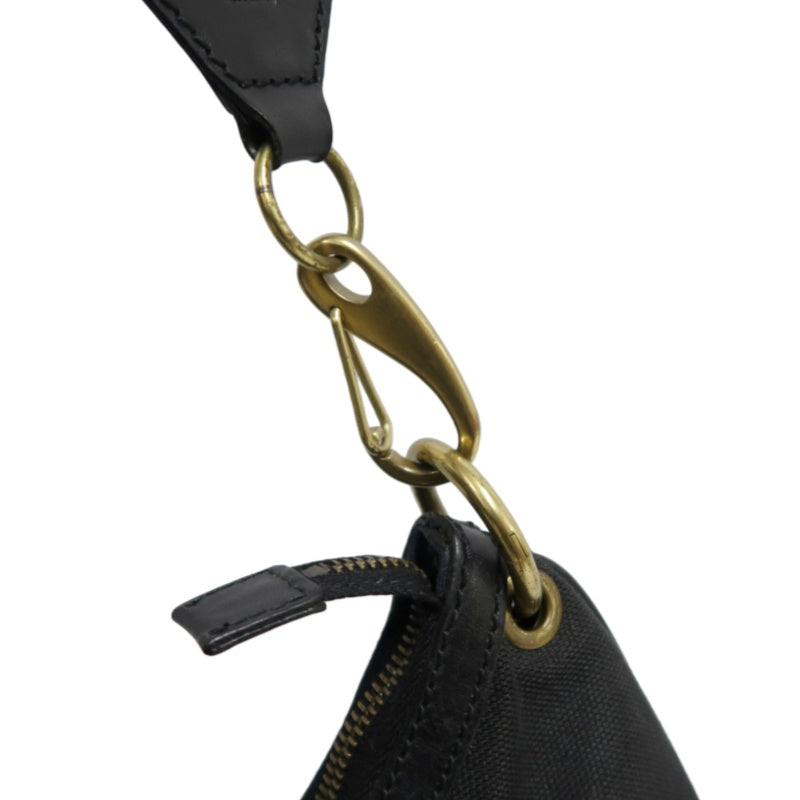 GUCCI Nylon Hobo One Shoulder Bag Black Gold Hardware