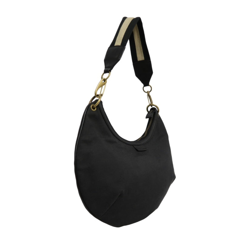 GUCCI Nylon Hobo One Shoulder Bag Black Gold Hardware