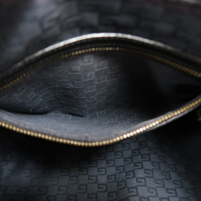GUCCI Nylon Hobo One Shoulder Bag Black Gold Hardware