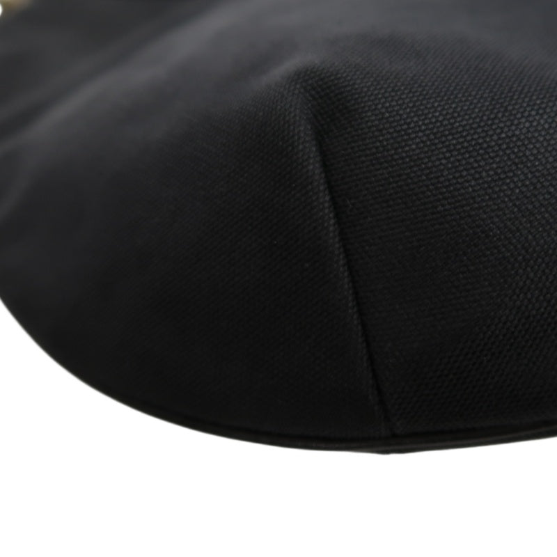 GUCCI Nylon Hobo One Shoulder Bag Black Gold Hardware