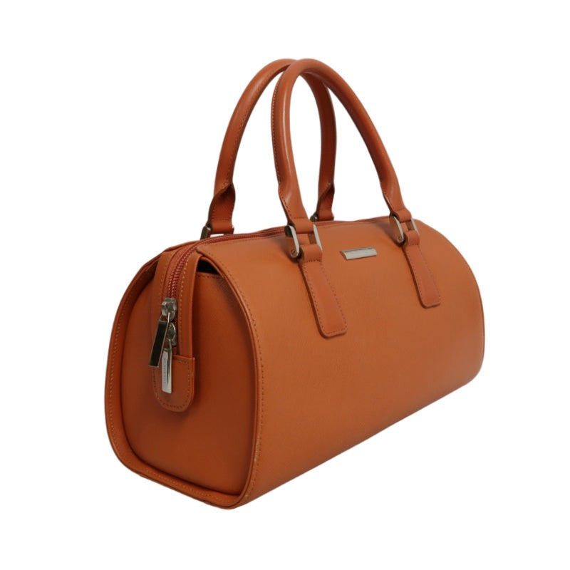 BURBERRY Orange PVC Boston Handbag With Silver Hardware