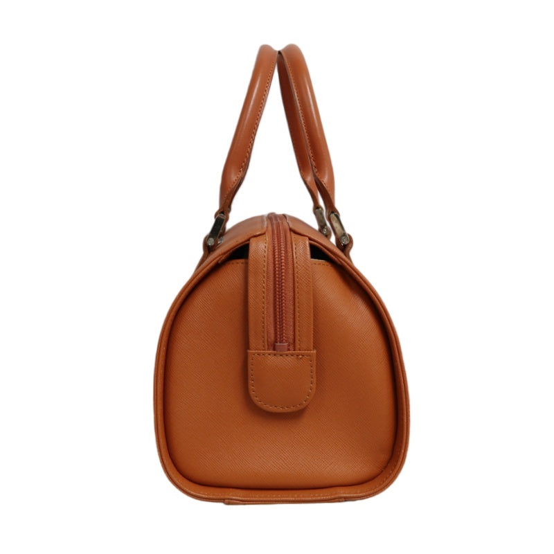 BURBERRY Orange PVC Boston Handbag With Silver Hardware
