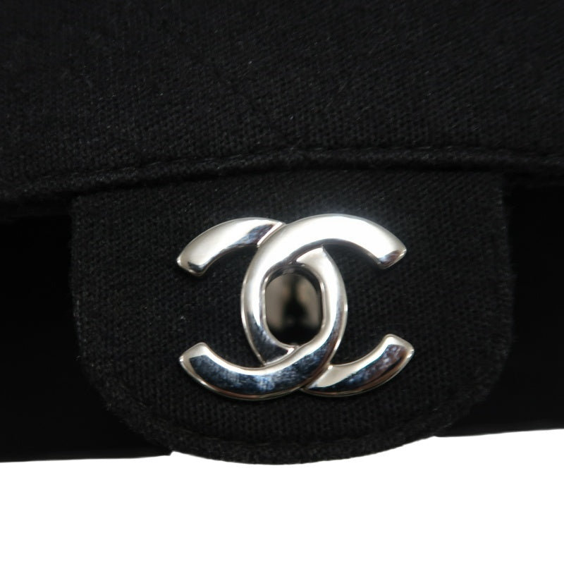 CHANEL Quilted Cotton Fabric Classic CF Flap Chain Shoulder Bag Black Soft Woven Material Silver CC Turnlock Hardware Lightweight Casual Vintage Classic with Original Dust Bag