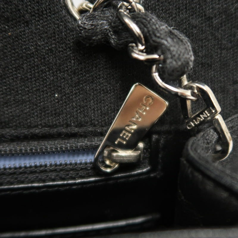 CHANEL Quilted Cotton Fabric Classic CF Flap Chain Shoulder Bag Black Soft Woven Material Silver CC Turnlock Hardware Lightweight Casual Vintage Classic with Original Dust Bag