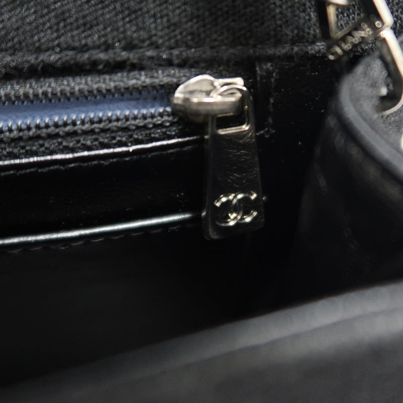 CHANEL Quilted Cotton Fabric Classic CF Flap Chain Shoulder Bag Black Soft Woven Material Silver CC Turnlock Hardware Lightweight Casual Vintage Classic with Original Dust Bag