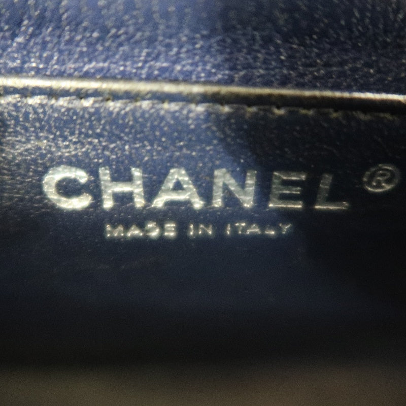 CHANEL Chevron V-Stitch Mini Classic Flap Bag Navy Blue Calfskin Silver Hardware Full Set with Box & Dust Bag No Sticker