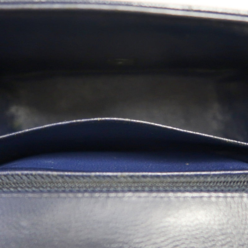 CHANEL Chevron V-Stitch Mini Classic Flap Bag Navy Blue Calfskin Silver Hardware Full Set with Box & Dust Bag No Sticker
