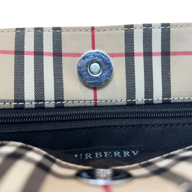 BURBERRY Nova Check Canvas Mini Tote Bag Beige Classic Plaid Pattern Black Leather Handle British Style Casual Daily Use