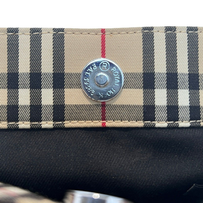 BURBERRY Nova Check Canvas Mini Tote Bag Beige Classic Plaid Pattern Black Leather Handle British Style Casual Daily Use